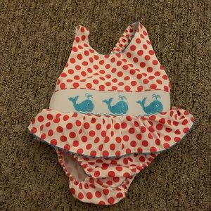 Smocked girls swim suit